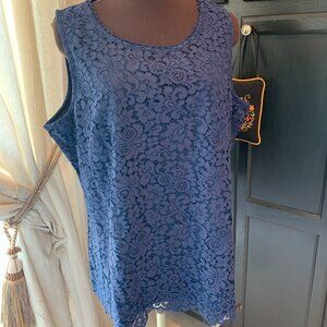 Isaac Mizrahi Floral Knit Lace Tank Top w/ Scallop Hem